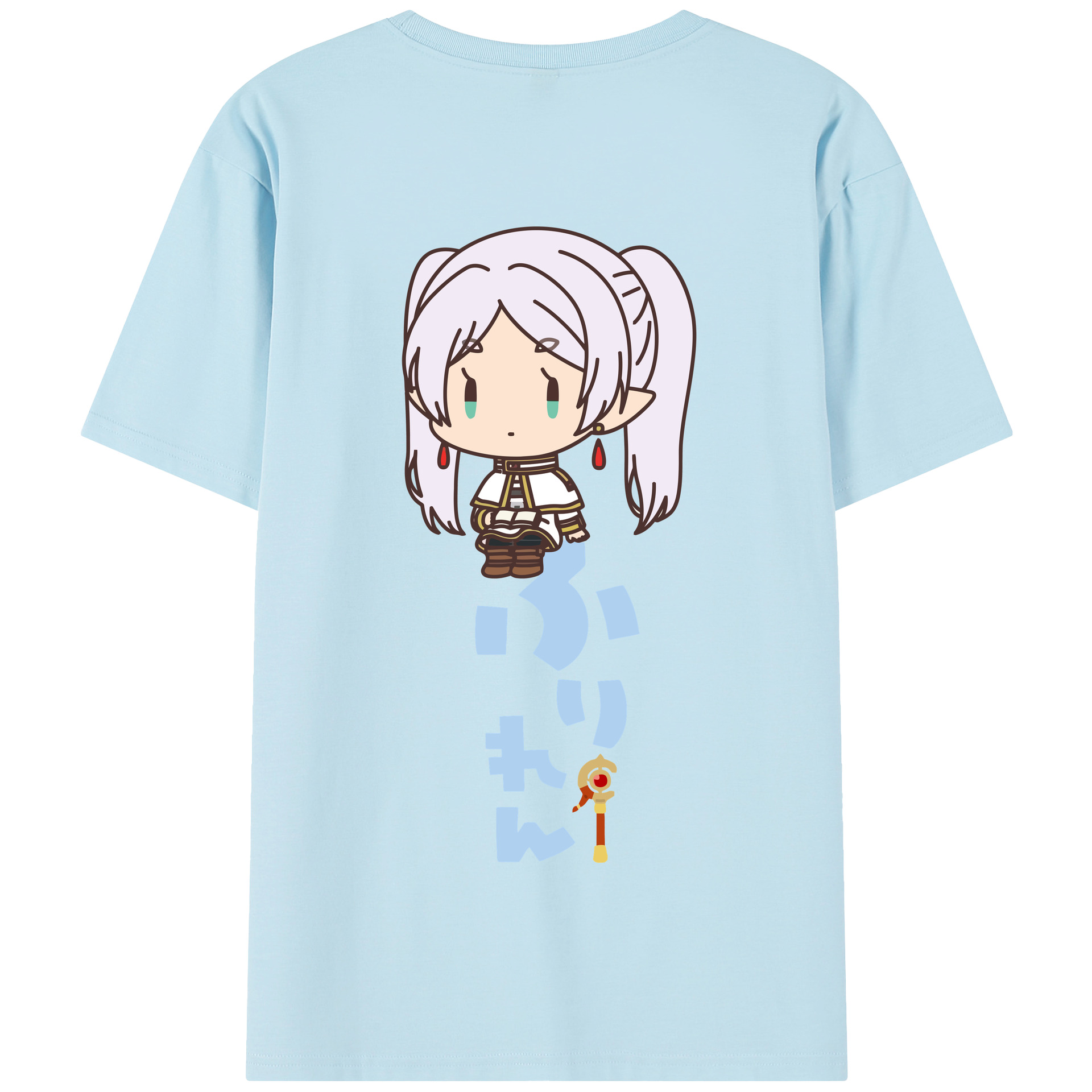 （画像用） 葬送のフリーレン Frieren 綿100％半袖Tシャツ（背面プリント）